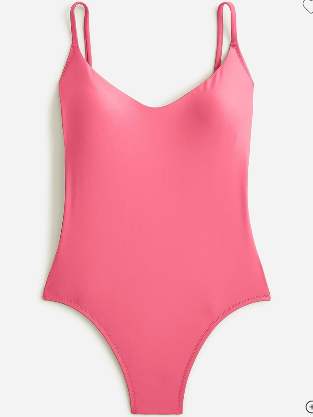 J. Crew Scoopneck One Piece Swimsuit Size 10 Tropical Pink BF162 Full Coverage